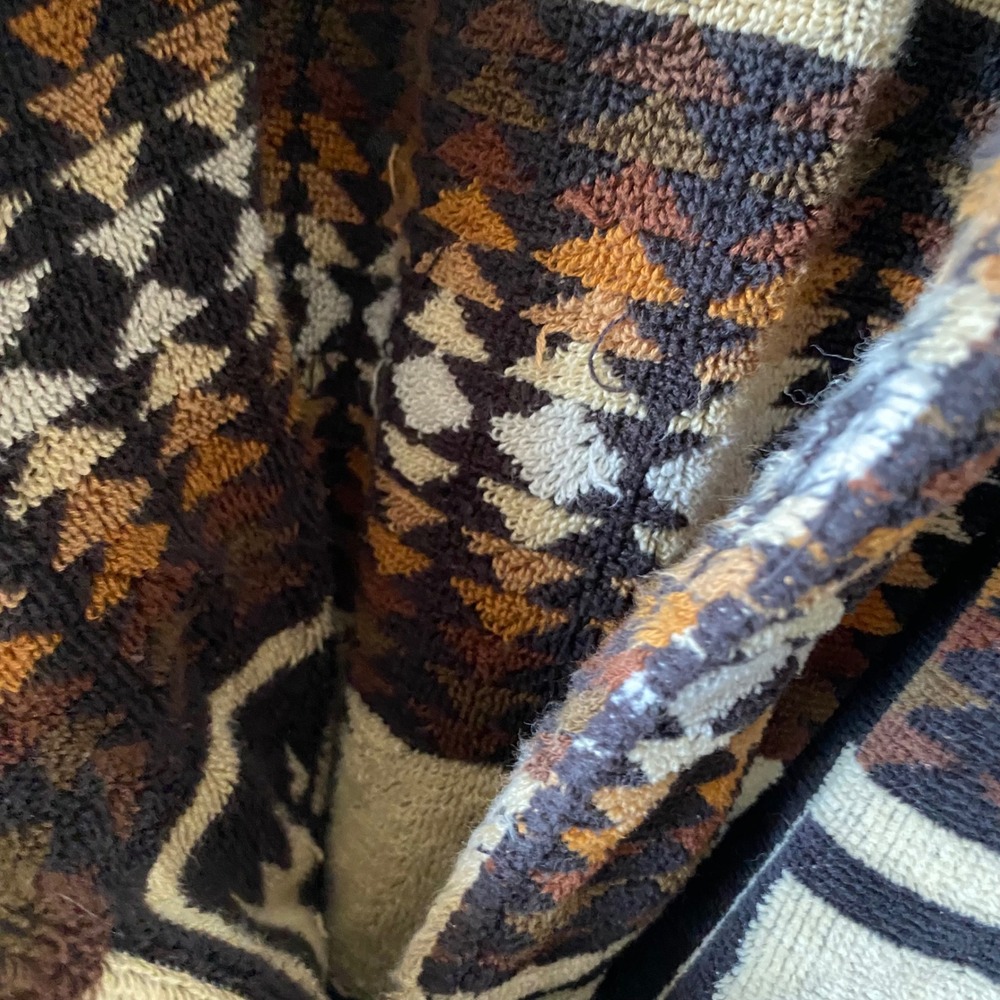 Pendleton Mens Harding Hooded Cotton Terry Robe Brown Tan Black S/M - Picture 9 of 11